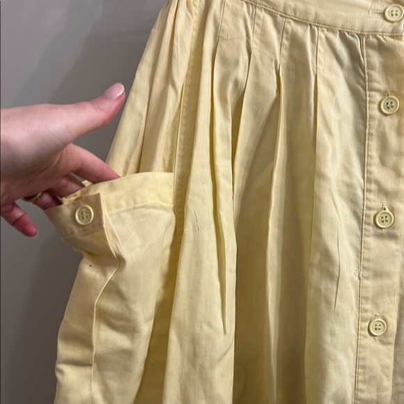 Diane Von Furstenberg Sport Butter Yellow A-Line Midi Button Down Skirt Size 12 - Picture 3 of 9